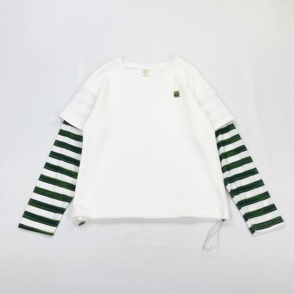 

style striped stitching fake two-piece pullover basic student female style striped sweater stitching fake two-piece pullover basic sweater s, Black