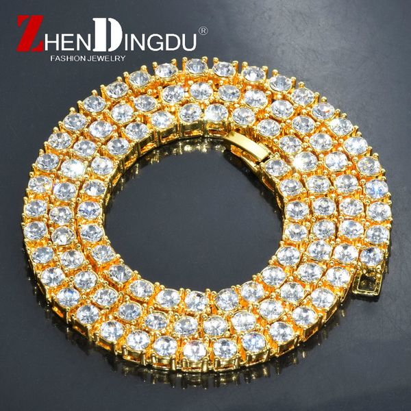 

men's hip hop gold finish 5mm rhinestone tennis link charm punk jewelry fashion necklace choker long chain 16" 18" 20, Silver