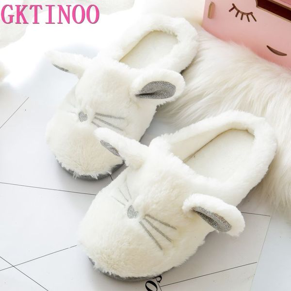 

gktinoo cute cat winter women home slippers for indoor bedroom soft plush bottom slipper cotton warm shoes house christmas gift, Black