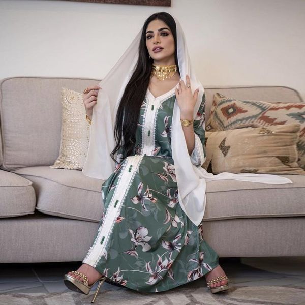 

casual dresses siskakia ethnic ribbon maxi long dress autumn 2021 loose muslim jalabiya abaya v neck full sleeve arabic islamic clothes, Black;gray