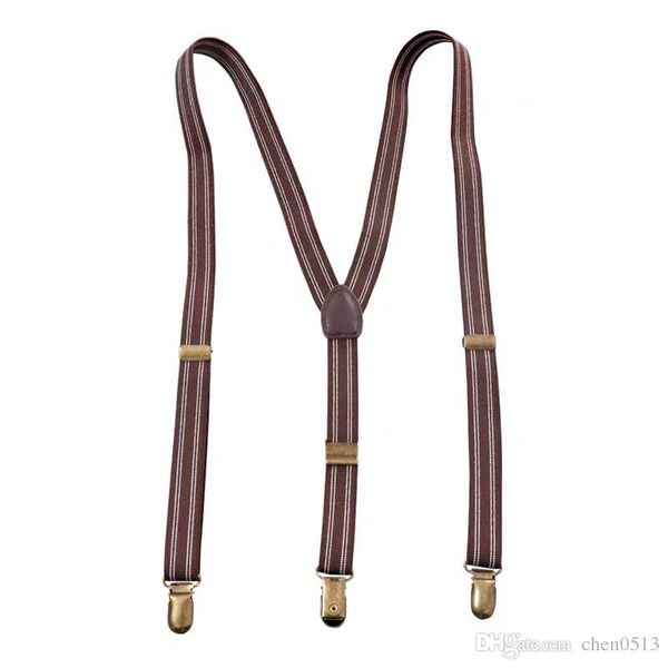 

british retro brown belt clip men y shape elastic versatile couple suspenders men and women slip belt, Black;white