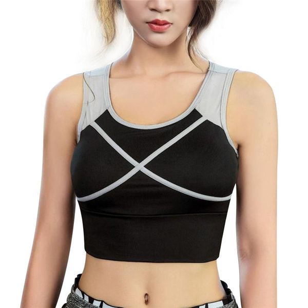 

women shakeproof sport bras fitness running gym yoga quick-dry padded breathable cropped brassiere underwear, White;black