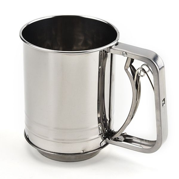 

strainer double-layer colanders stainless steel hand pressing sieve flour sifter