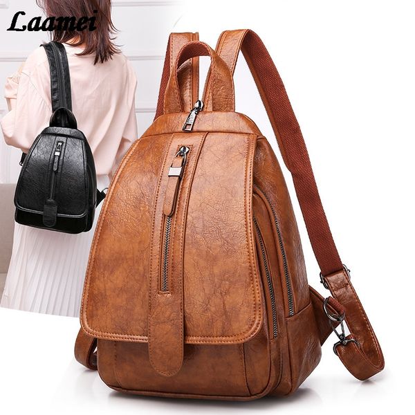 

2020 new women fashion backpack for ladies travel back bag chest shoulder bag good quality pu leather female back