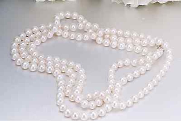 

charming 9-10mm round south sea white pearl necklace 86", Silver