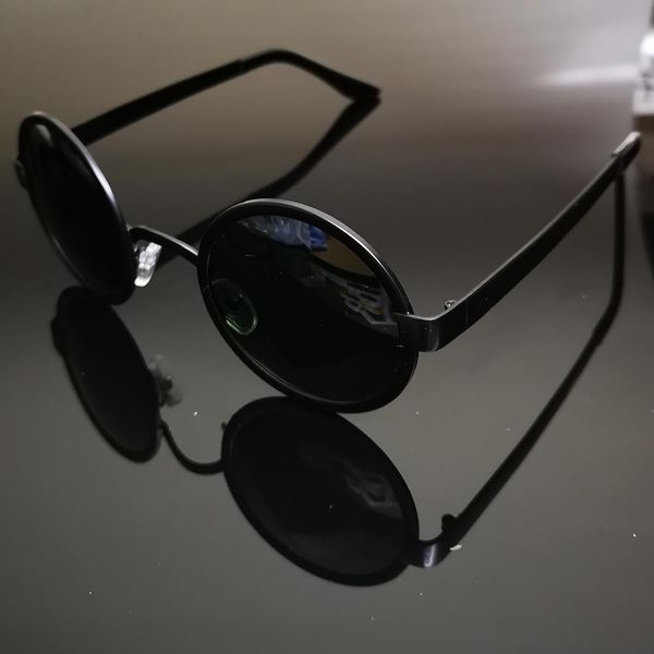 

retro round men women black polarized sunglasses sun glasses custom made myopia minus prescription lens -1 to -6, White;black