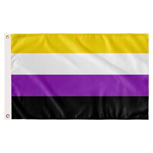 Bandeira 3x5ft não-binário orgulho, National 100D Polyester Estampados publicidade bandeiras banners, frete grátis, Bandeiras 3x5ft personalizado