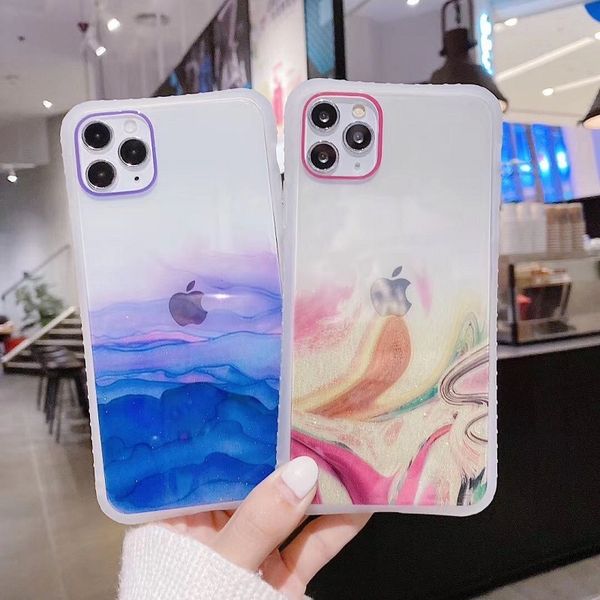 

100шт / lot противоударный tpu картина телефона чехол для iphone 11 pro max x xr xs max 7 8 6 6s plus se2 блеск талией для iphone se 2