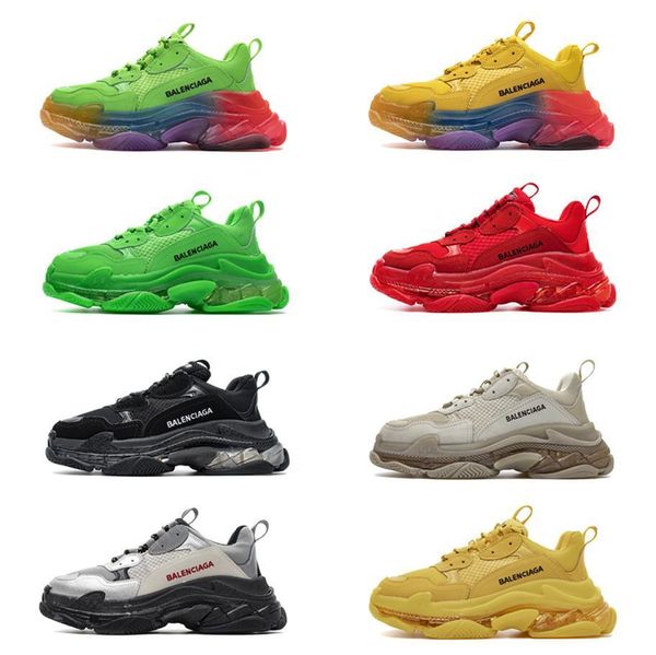 

boots balen triple-s clear sole bottom paris luxury mens women casual sneakers designer vintage platform trainers shoes, Blue