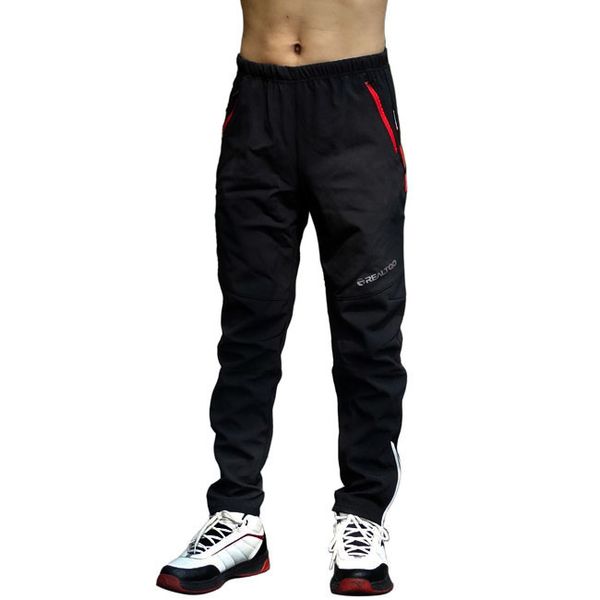 

racing pants cycling men winter waterproof and windproof warmer fleeced without padding reflective outdoor trouser, Black;blue
