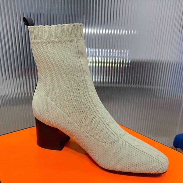 

luxury fashion ankle boot women martin boots winter knit stretch fabric bootie ladies party shoes women boots designer boot, Black