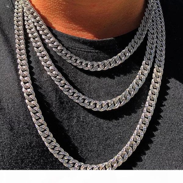 

iced out цепи хип-хоп ювелирных мужчин bling rhinestone кристалла алмаза золото серебро майами кубинский link chain mens ожерелья ювелирных, Silver