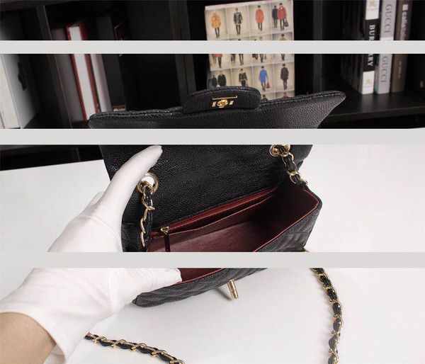 

selling fashion genuine leather shoulder bag six colours diamond lattice quilted flap bag 20cm and 17.5cm caviar cowhide chain handabg