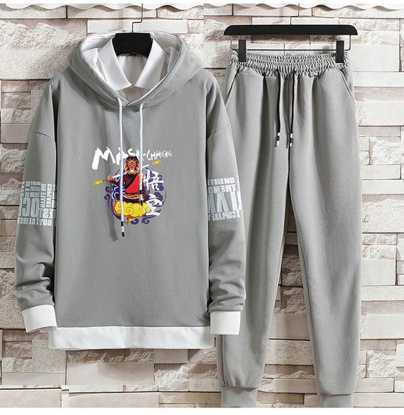 

Teenager Tracksuits Fashion Monkey Letter Pattern Print Mens Casual Outfits Autumn Long Sleeve Boys Pullover Hooded Free Shipping