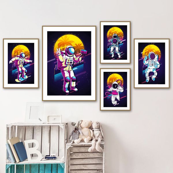 

wall art canvas painting miami sport astronaut cartoon nordic posters and prints wall pictures for living room kids room decor