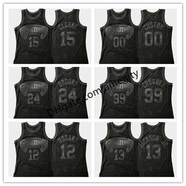 

пользовательские гризлики мемфис 12 morant 13 джексон jr 15 clarke 11 conley basketball ja mike robback tonal limited edition jersey20, Black