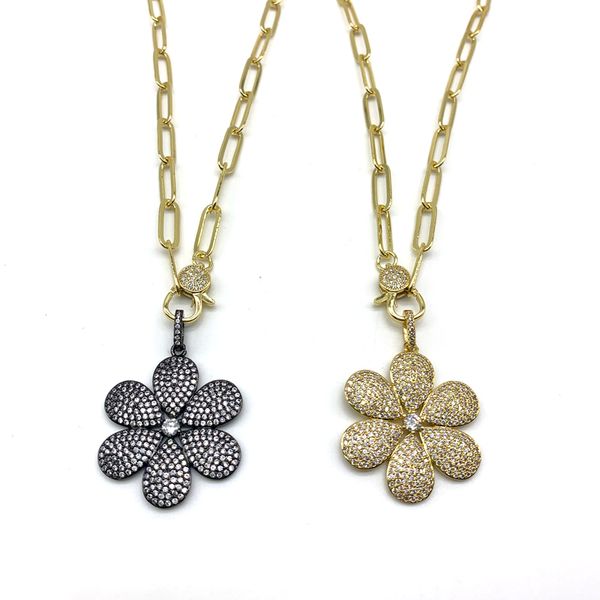 

5pcs/lot 2020 new jewelry for women cz flower pendants chain necklaces, Silver