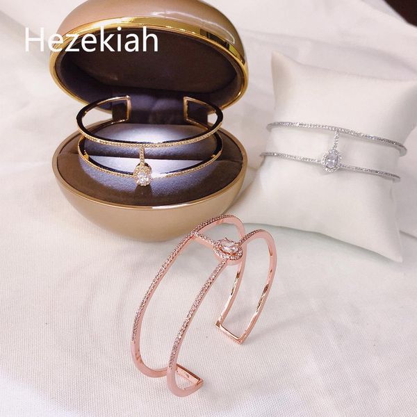 

hezekiah s925 pure silver classic line lady's bracelet women's bracelet with simple personality and fashionable temperament, Black