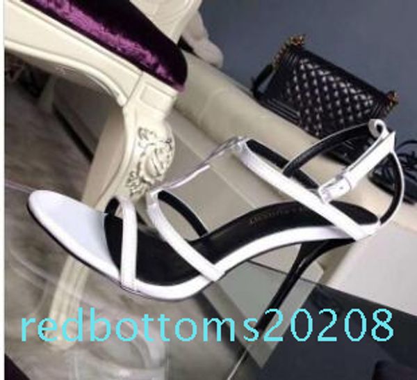 

2020 luxury designer style patent leather thrill heels women unique letters sandals dress wedding shoes shoes 35-41 r08, Black