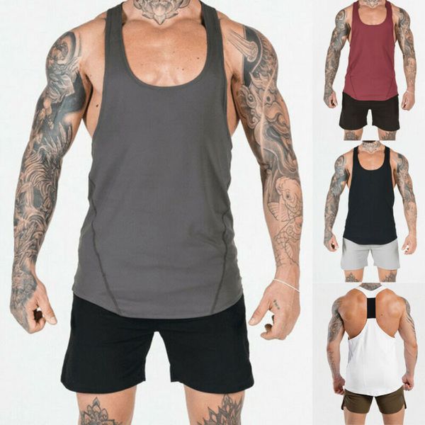 

gym clothing 2021 summer sport tank men cotton running vest sleeveless sportwear t shirt fitness bodybuilding male, White;black