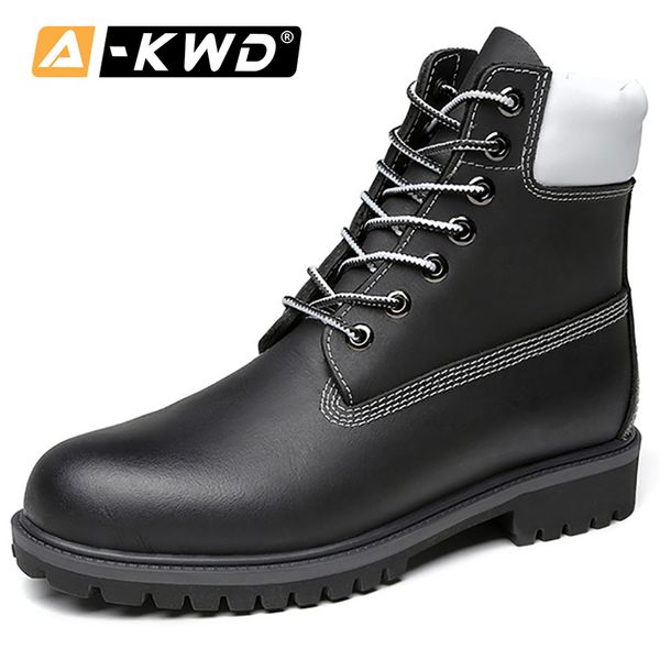 

fashion shoes 2020 high tooling shoes men genuine leather mens winter boots lace-up autumn single mens boots plus size 38-47, Black