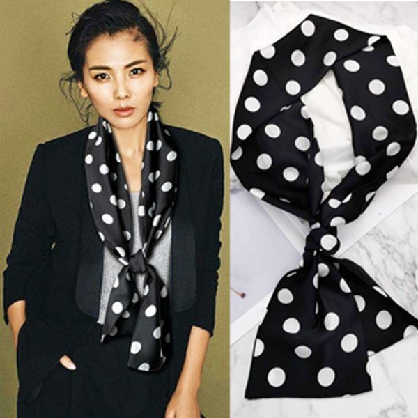 

small silk scarf women fashion pattern printing decorative streamers thin scarves thin narrow long imitation neckerchief, Blue;gray