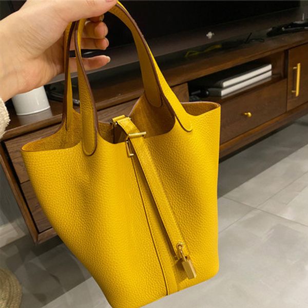 

2020 new design bag women's leather vegetable basket women's bag soft cow leather litchi grain small CK Bucket Bag Handbag