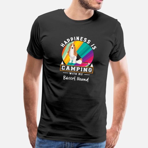 

camping basset hound dog t shirt men designer cotton o neck letter sunlight new fashion spring normal shirt
