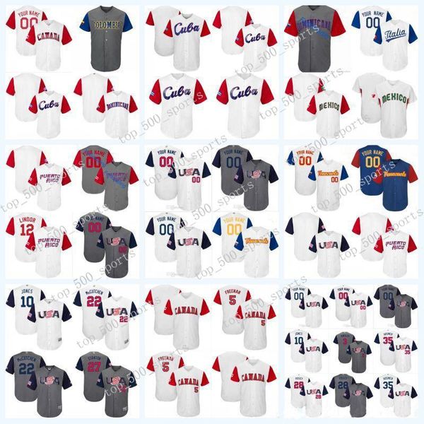 

custom mens womens youth 2017 world baseball classic jersey puerto rico dominicana americ ltalia venesuela mexico cuba wbc jerseys, Blue;black