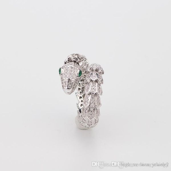 

snake jewelry women animal ring rose gold woman diamond emerald rings charms wedding engagement jewelry on sale, Silver