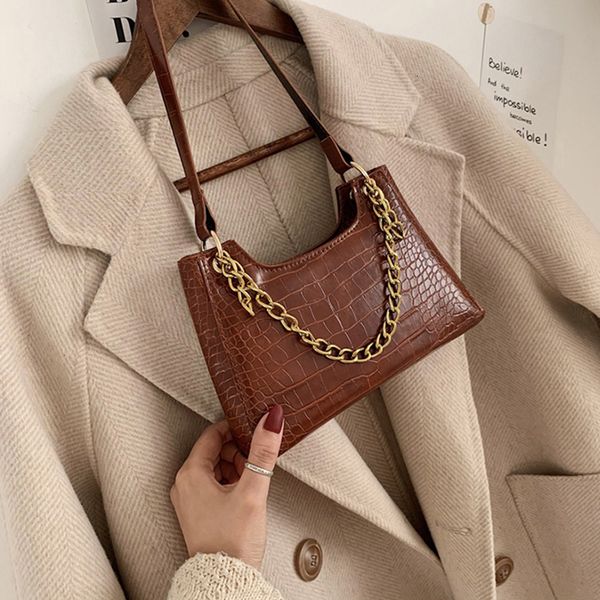 

high-quality gold design shoulder bags for women 2020 crocodile pattern lady crossbody handbags female travel hand bag