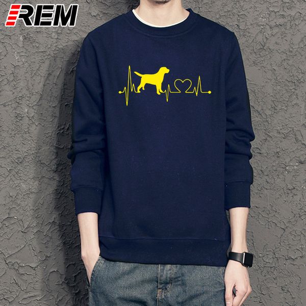 

rem men's hoodies, sweatshir dog lover heartbeat print men funny printed long sleeve gift cotton hoodies, camisetas