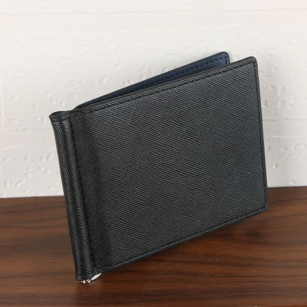 

2020 PU Leather Money Clip Black Billfold Clamp For Money Men Purse Wallets Clips Male Metal Clip with ID Card Case