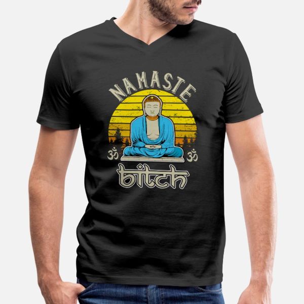 

namaste bitch retro buddha t shirt men design cotton round neck pictures fitness casual spring autumn letter shirt