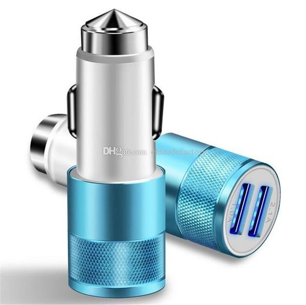 

5v 2.1a dual usb car-charger metal alloy fast car phone charger for iphone x 8 7 6s 6 samsung s8 xiaomi ipad tablet car chargers