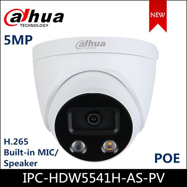 

ip camera ipc-hdw5541h-as-pv 5mp wdr ir eyeball ai network camera starlight support poe built-in mic&speaker surveillance siren alarm