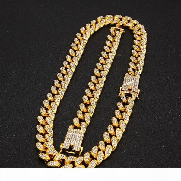 

2см hip hop gold color iced out кристалл майами кубинских цепи золото серебряное ожерелье браслет горячий тазобедренном hop king, Silver
