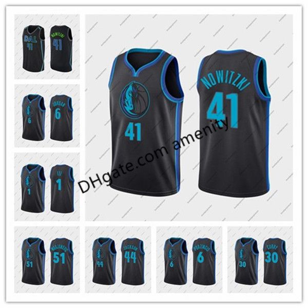 

men mavericks dallas 51 marjanovic 41 nowitzki 1 smith 6 porzingis black dirk dennis kristaps basketball jersey city jersey