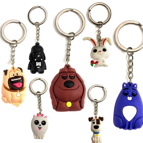 

cartoon anime keychain darth vader snowball gidget mel dog max duke cat action figure toys pendant, Silver