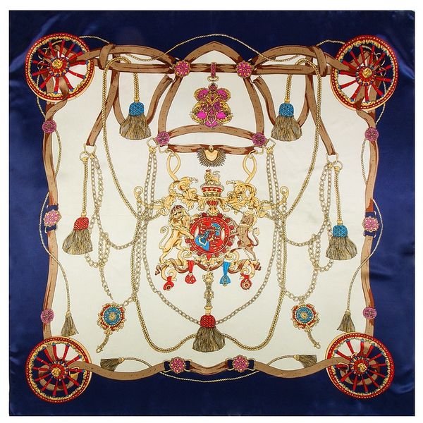 

matagorda 90*90cm accessories wheel fringe pattern silk scarfs for ladies shawl head scarf abrigos mujer invierno scarves wrap, Blue;gray