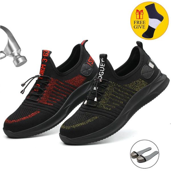 

2020 new men safety work shoes sneakers security anti-smashing boots work male steel toe cap construction mesh casual shoes, Black