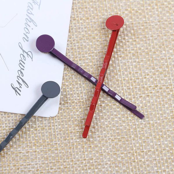 

50pcs 56mm colorful metal hairclip with round cabochon blanks headwear base setting fit diy girls candy hairpin jewelry findings