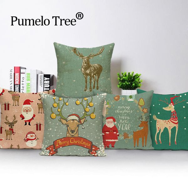 

cushion/decorative pillow happy christmas deer decor throw case cover santa claus cushion merry linen decorative sofa pillows cases