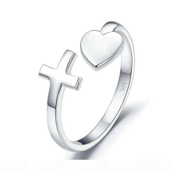 

изысканное ленточные кольца plain твердого 925 стерлингового серебро кольца крестого сердце для женщин модного стильных свадеб партии кольца, Silver