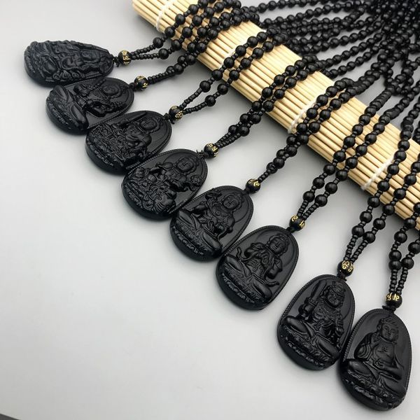 

chains obsidian zodiac pendant for men necklace this life buddha and women, Silver