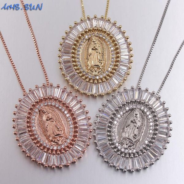 

mhs.sun trendy zircon religion jewelry women necklace catholic madonna pendants necklace gold chains choker for party 1pc, Silver
