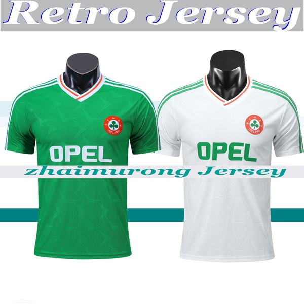

1990 1992 ireland retro soccer jersey vintage football shirt republic of ireland national team jerseys 90 92 world cup kit green white, Black;yellow
