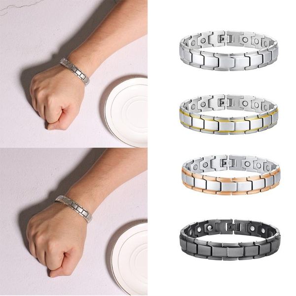 

men stainless steel bracelet magnetic link chain wristband bracelet bangle, Black