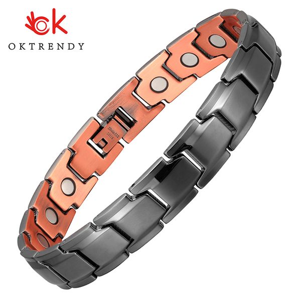 

pure copper magnetic bracelet for women health energy metal copper magnetic bracelet arthritis black plating hand chain