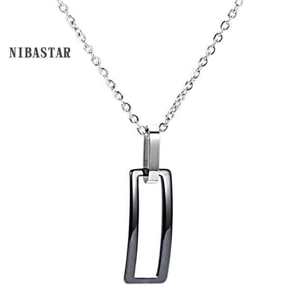 

new trendy ceramic pendant necklaces for women stainless steel choker 2 colors geometric pendant ceramic necklace drop shipping, Silver